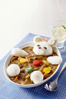 キャラクターカレー 湯船に浸かるクマさん キャラクターカレー 湯船に浸かるクマさん カレーライス,カレー,キャラの写真素材