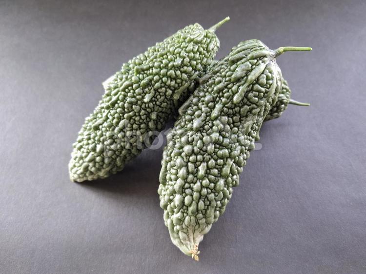 採れたて夏野菜ゴーヤ_黒バック_1 夏野菜,野菜,ゴーヤの写真素材