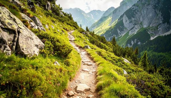 ハイキングコースの山道 ハイキングコースの山道の写真