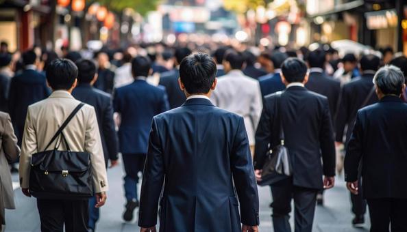 外回りするビジネスマンの後ろ姿 外回りするビジネスマンの後ろ姿の写真