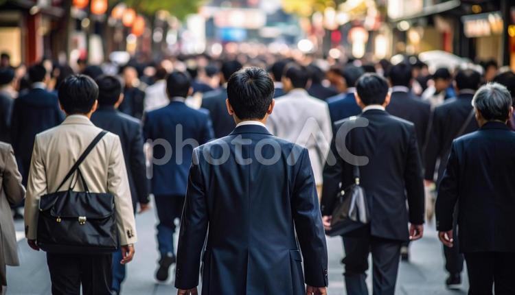 外回りするビジネスマンの後ろ姿 ビジネスマン,男性,営業の写真素材