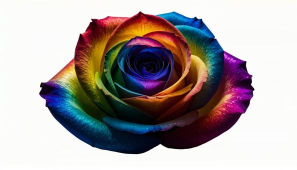 虹色の薔薇 正面図(背景透過) 虹色の薔薇 正面図(背景透過)の写真
