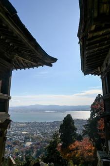 滋賀・大津市 日吉大社 奥宮からの眺め 日吉大社,八王子山,三宮宮の写真素材