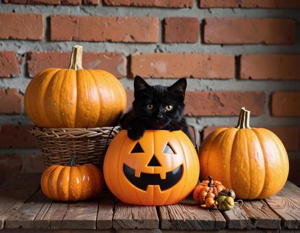 黒い子猫のハロウィーン 黒い子猫のハロウィーンの写真
