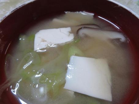 Photo, tofu, green onion, shiitake mushroom, 