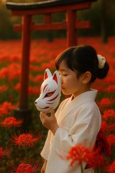 狐面に導かれて/秋の記憶(AI生成) 狐面に導かれて/秋の記憶(AI生成)の写真