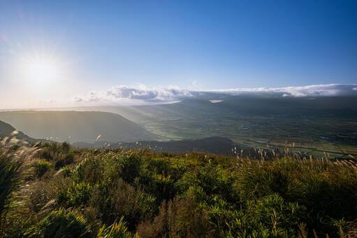 阿蘇大観峰からの景色 大観峰,熊本県,阿蘇の写真素材
