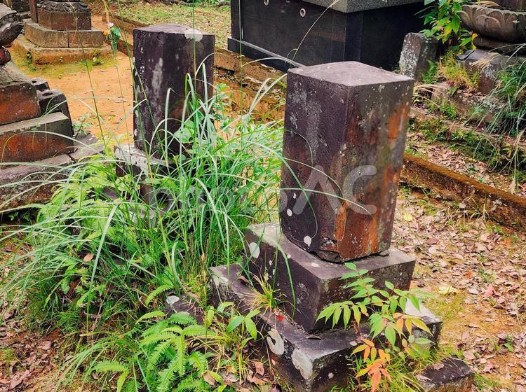 お墓参り　里山の秋 お墓参り,秋,秋の空の写真素材