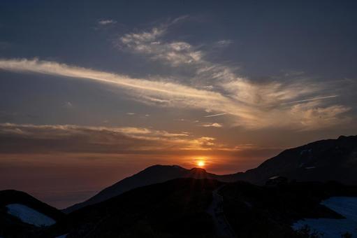 Photo, sunset, cirrus clouds, gradation, 