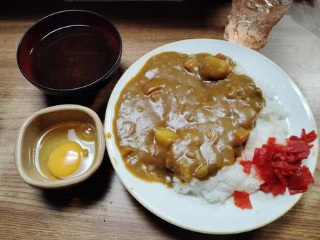 カレーライス定食 カレーライス,定食,味噌汁の写真素材