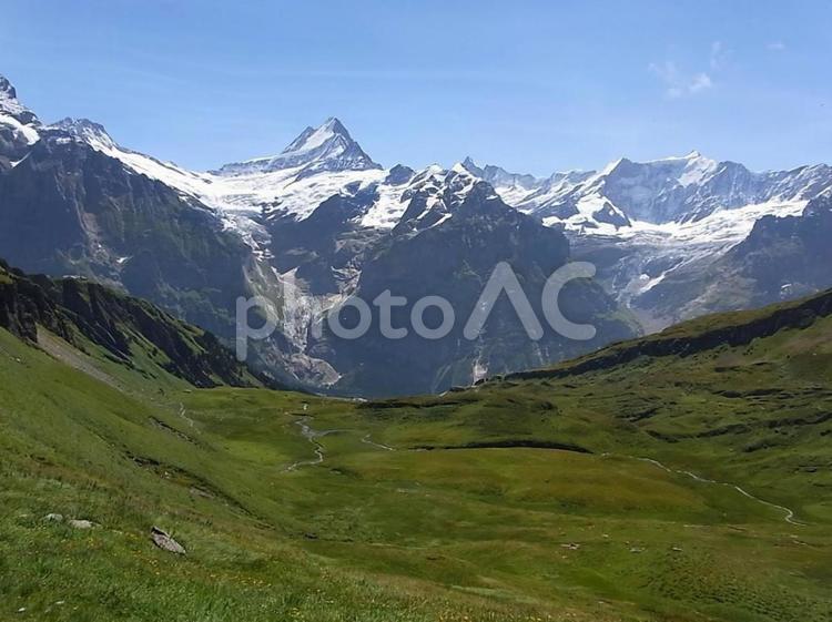 スイスで絶景ハイキング 夏,外国,欧州の写真素材
