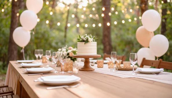 外でお誕生日会の写真