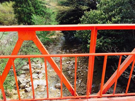 橋から見る小川 川,橋,広島の写真素材