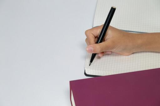 ノートにペンで書く女性の手元 書く,ノート,コピースペースの写真素材