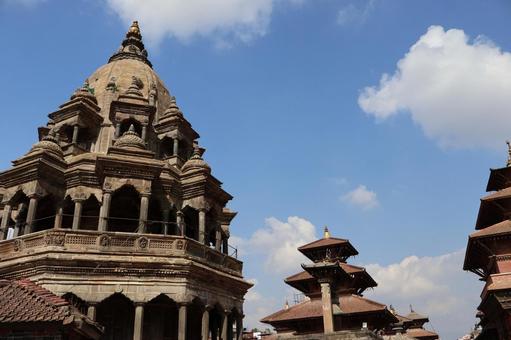青空と雲と寺院のあるカトマンズの街並み 青空,雲,寺院の写真素材