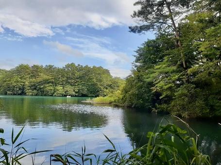 池 池 沼,晴れ,五色沼の写真素材