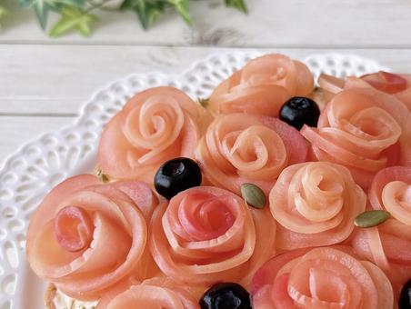 アップルローズタルト りんごタルト,フルーツタルト,タルトの写真素材