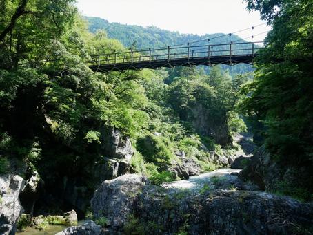 奥多摩の吊り橋 奥多摩の吊り橋 橋,吊り橋,ブリッジの写真素材