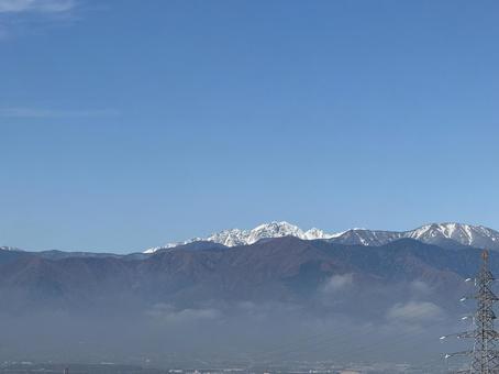 東雲の丘から見た穂高連峰 信州,長野県,山の写真素材