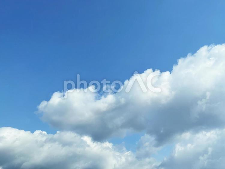 水色の空と真っ白な雲　背景素材 空,雲,背景素材の写真素材