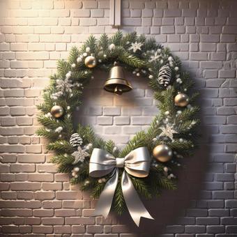 クリスマスリース(ポスター用) クリスマスリース,リース,クリスマスの写真素材