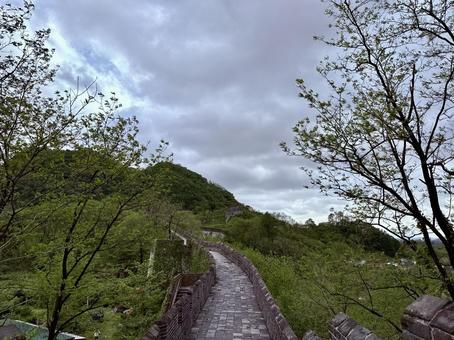 虎山長城は続くよ　どこまでも 虎山長城,丹東,中国の写真素材