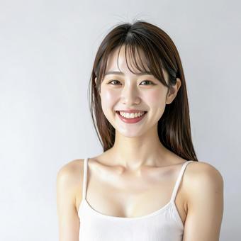 笑顔の若い日本人の女性 AI生成画像   笑顔の若い日本人の女性 AI生成画像  の写真