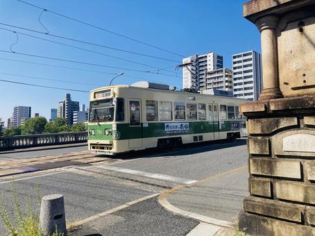 広島、猿猴橋と市電 広島,市電,猿猴橋の写真素材