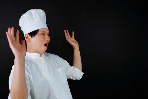 驚くシェフのポーズ 驚くシェフのポーズ シェフ,料理人,コック帽の写真素材