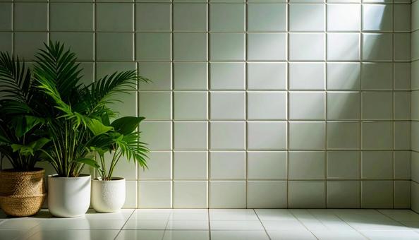 白いタイルの壁の写真