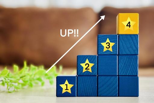 星が増えて評価が上がるイメージ 星,ステップアップ,評価の写真素材