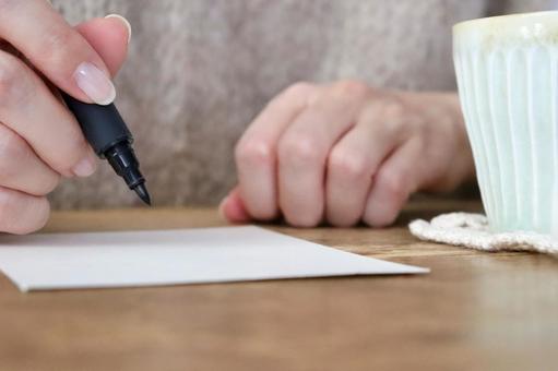 ハガキを書く女性　年賀状イメージ 年賀状,書く,女性の写真素材