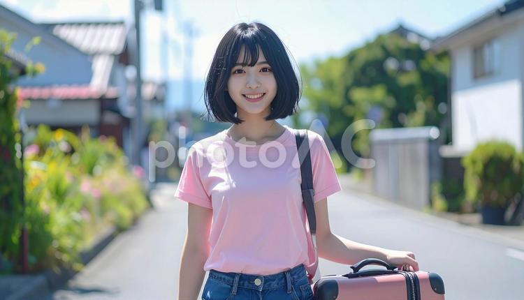 旅行へ行きます 人物,女性,旅行の写真素材