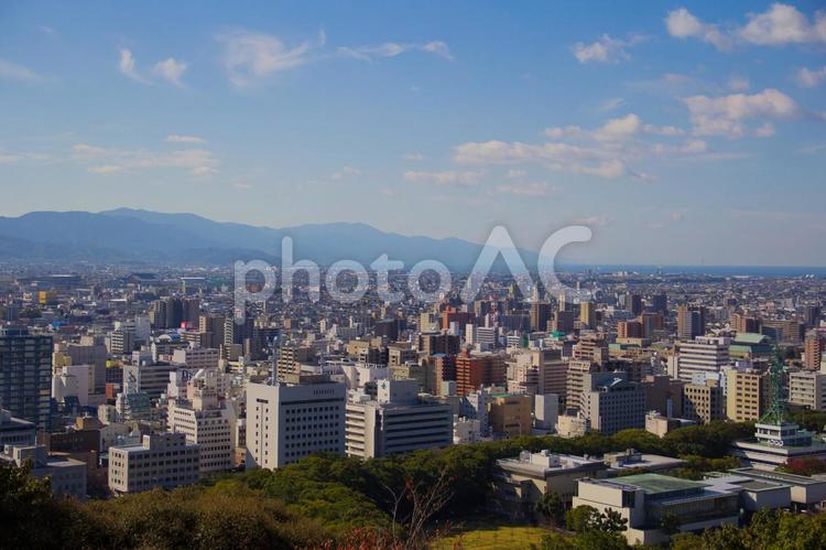 松山市街の風景 松山,愛媛,朝の写真素材