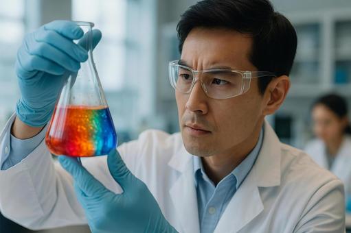 カラフルな液体の調合 カラフルな液体の調合の写真