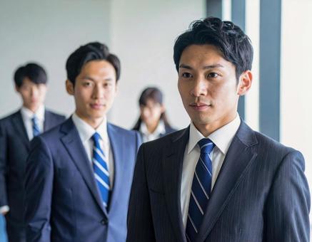 スーツ姿の若手社員が並ぶビジネス写真 スーツ姿の若手社員が並ぶビジネス写真 の写真