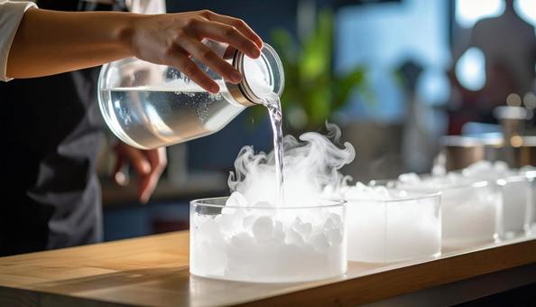 ドライアイスに水をかける ドライアイスに水をかけるの写真
