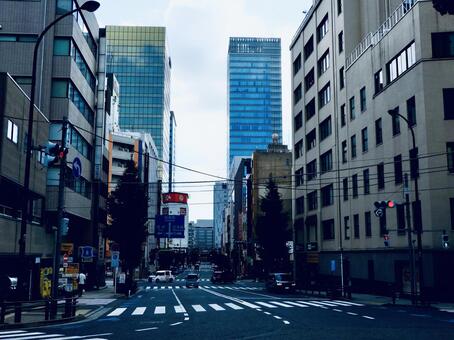 文京区湯島の国道17号4 神田明神下,神田明神通り,明神坂の写真素材