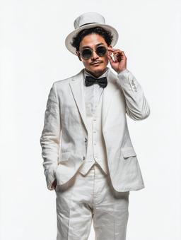白いタキシードを着た男 白いタキシードを着た男の写真