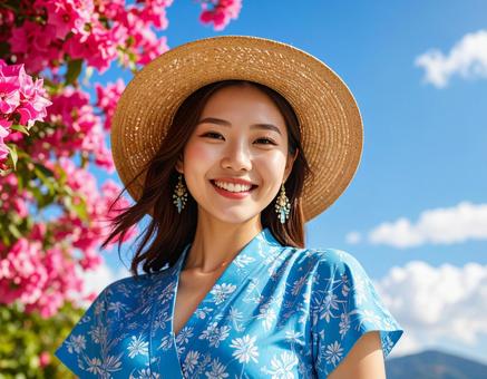 ブーゲンビリア・麦わら帽子の彼女 ブーゲンビリア・麦わら帽子の彼女の写真