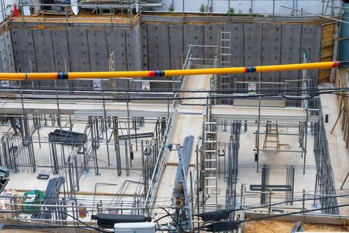 マンション建設現場・鉄筋工事 鉄筋,配筋,配置の写真素材
