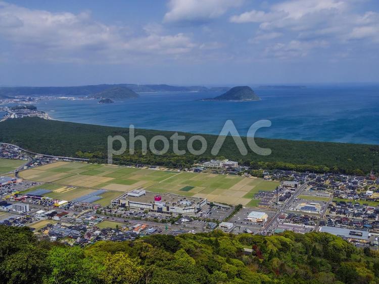 【佐賀県】唐津市・鏡山展望台 鏡山展望台,鏡山公園,唐津湾の写真素材