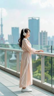 ヘッドホン女子 ヘッドホン女子の写真
