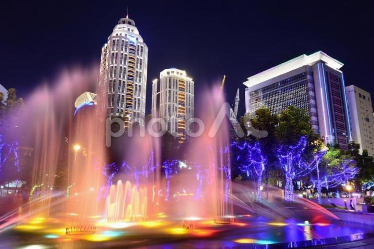 街の夜景 中央ビジネス地区,都市,ホテルの写真素材
