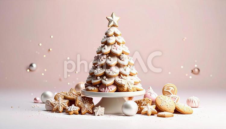 クッキーで作ったクリスマスツリー クリスマスツリー,クッキー,サブレの写真素材
