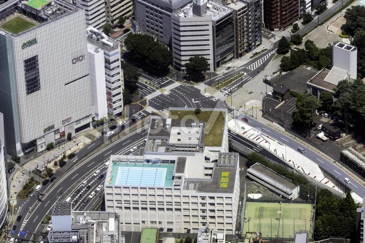 都立新宿高校付近を空撮 空撮,航空写真,新宿の写真素材
