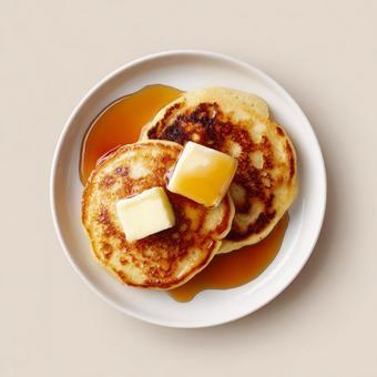 ふわふわパンケーキとゴールデンシロップ ふわふわパンケーキとゴールデンシロップの写真