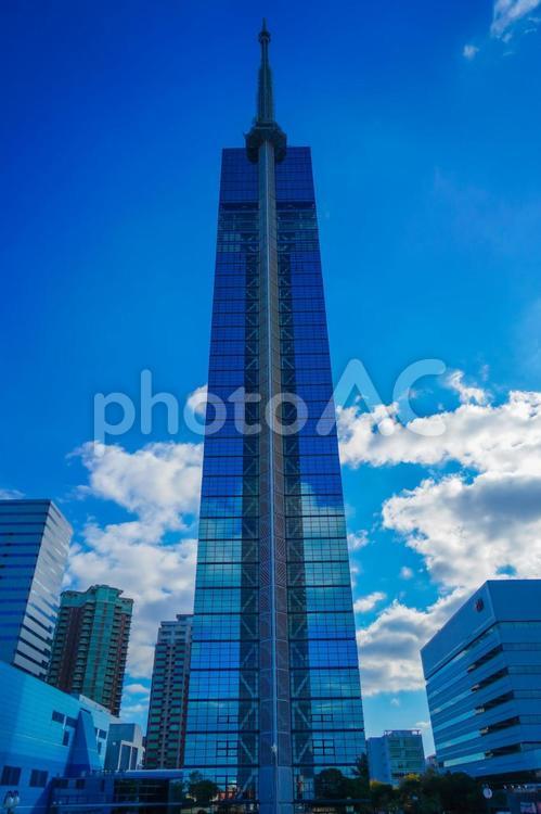 福岡タワーと青空 福岡タワー,青空,雲の写真素材