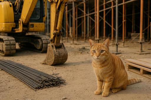 工事現場の猫 工事現場の猫の写真