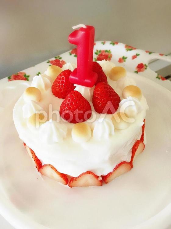 1歳の誕生日 クリーム,ケーキ,デザートの写真素材